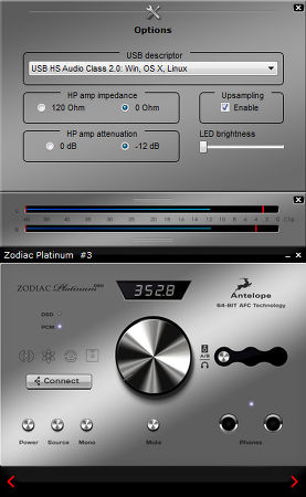 Antelope Zodiac Platinum DSD panneau de contr&ocirc;le