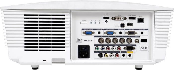 Optoma W505 : connectique HDMI, DVI-D, DisplayPort ...