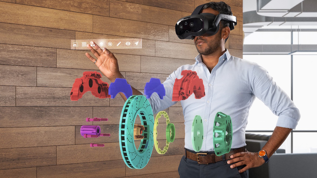 Casque de r&eacute;alit&eacute; virtuelle HTC Vive Focus Vision autonome sans fil pour un usage mobile.