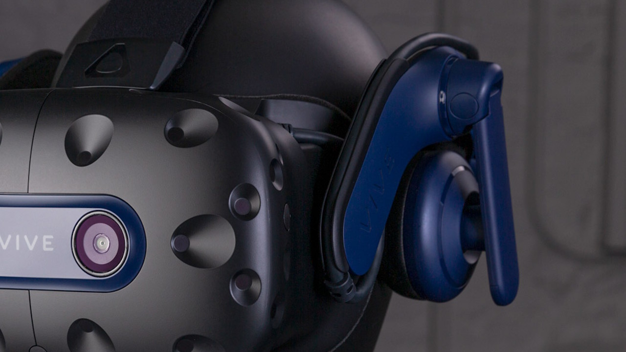 Casque HTC Vive Pro 2 avec &eacute;couteurs int&eacute;gr&eacute;s pour un son immersif.