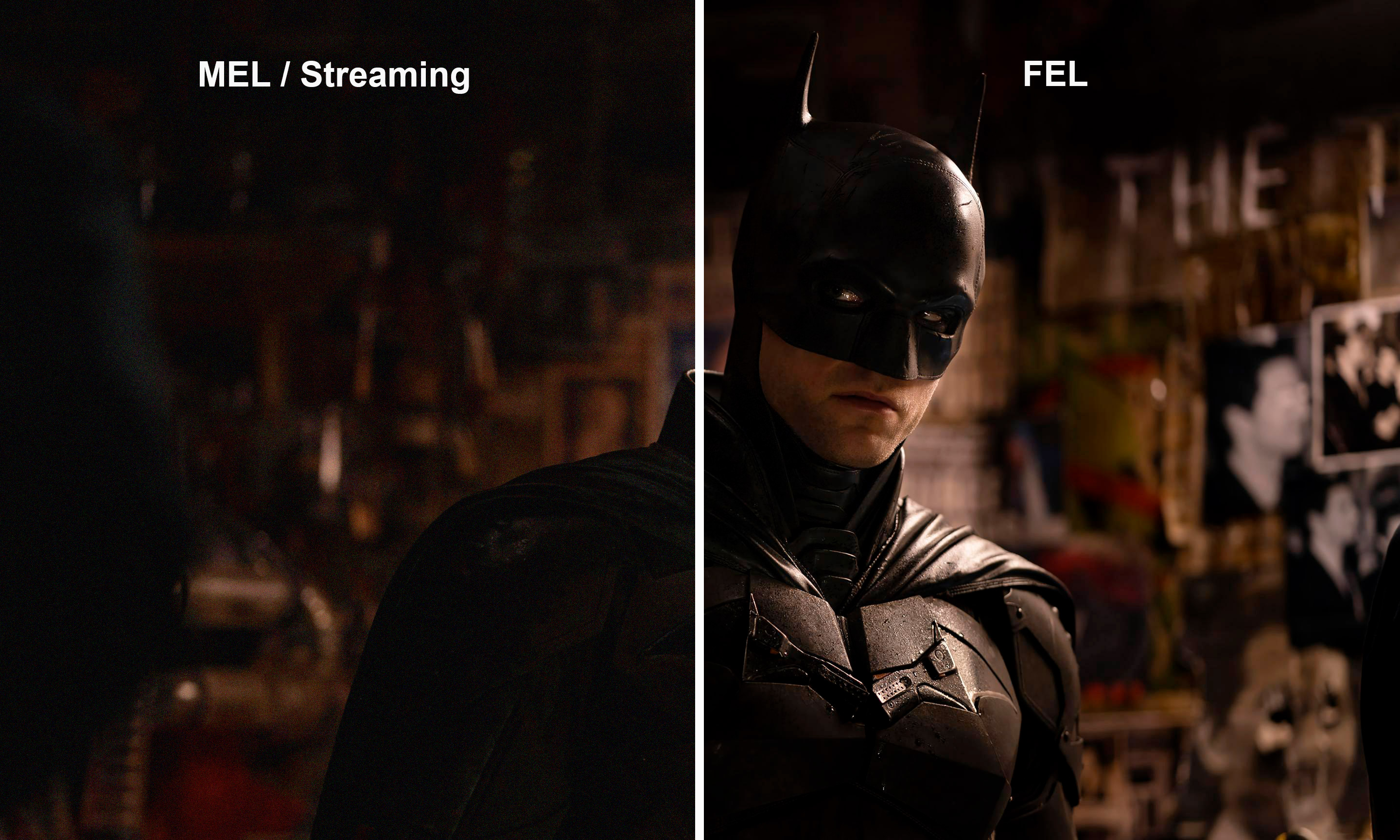 Comparatif MEL/FEL sur une image de The Batman