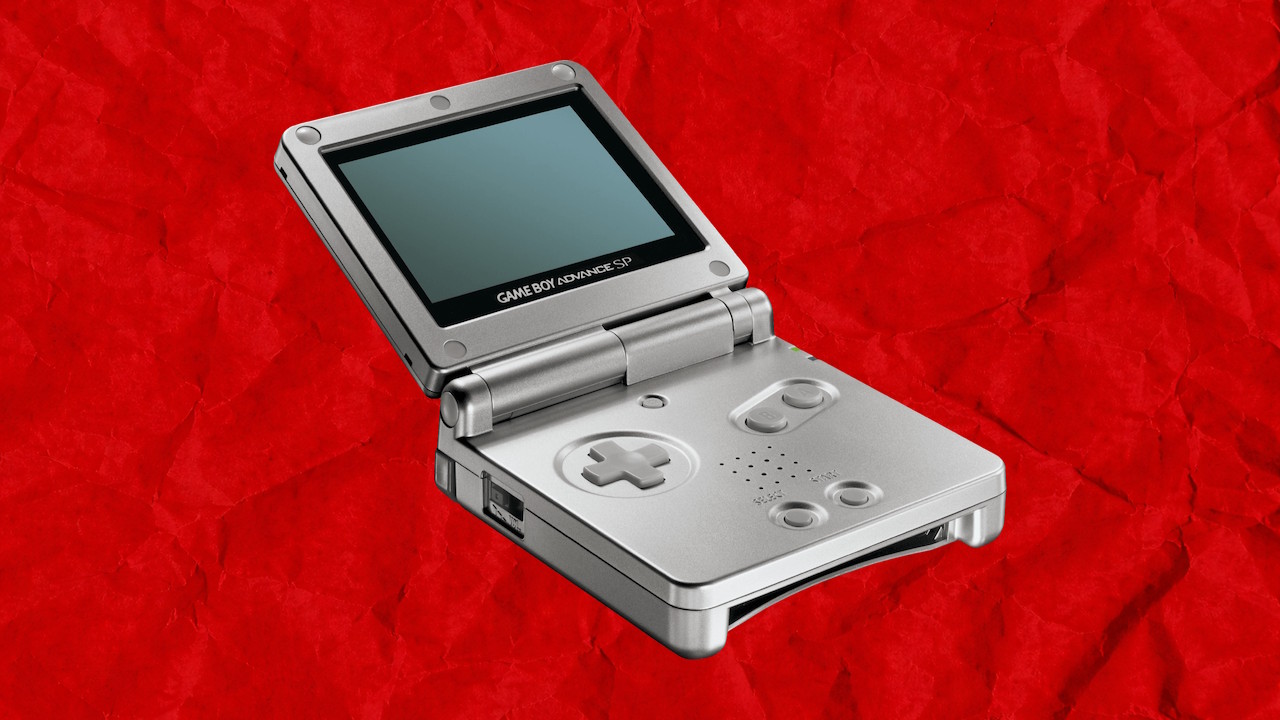 Nintendo Game Boy Advance SP : console portable repliable avec &eacute;cran r&eacute;tro&eacute;clair&eacute; lanc&eacute;e en 2003.