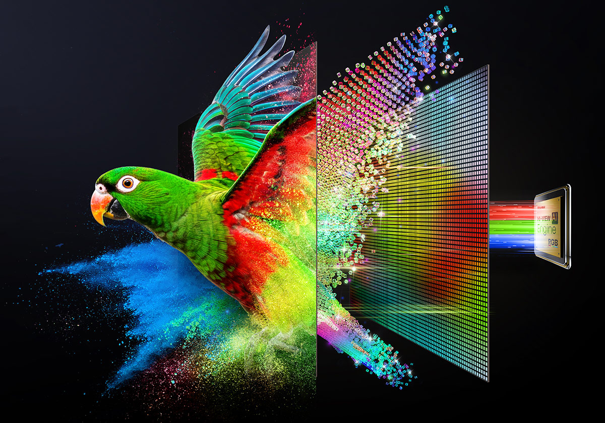 Richesse colorimétrique de la technologie RGB Mini LED Illustration de la richesse colorimétrique de la technologie RGB Mini LED y compris dans les hautes lumières