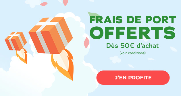 Frais de ports offerts dès 50€ d'achat. Jusqu'au 31 mars.