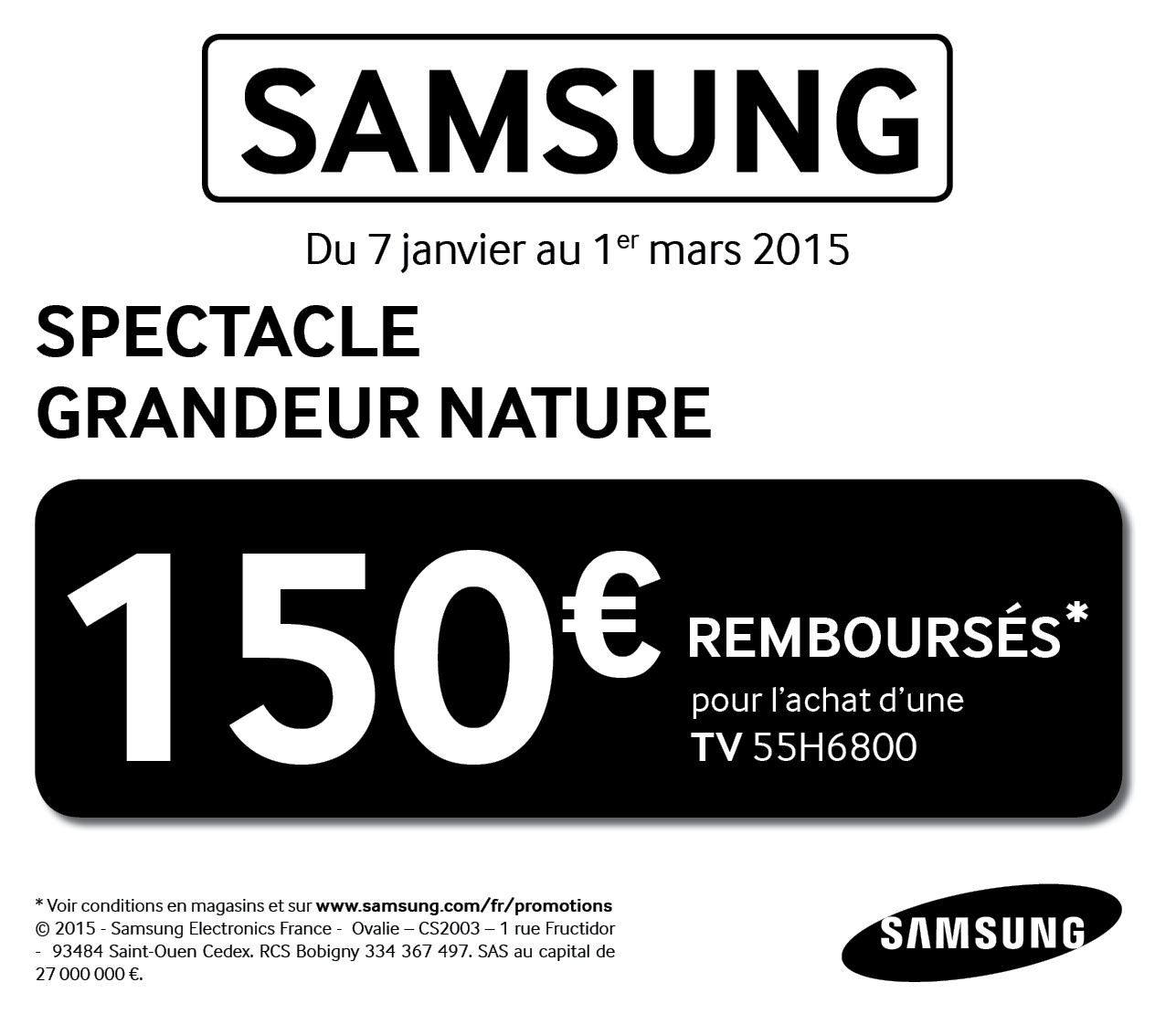 Conditions de l'offre de remboursement Samsung