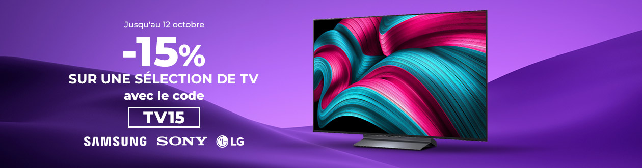 -15 % sur une sélection de TV avec le code TV15