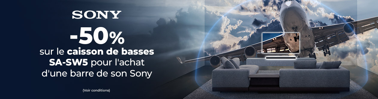 -50% sur le caisson SA-SW5 pour l'achat d'une barre de son Sony