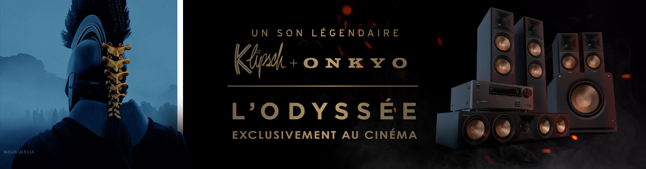 Klipsch & Onkyo : L'odyssée. Un son légendaire : -20 % avec le code ODYSSEE