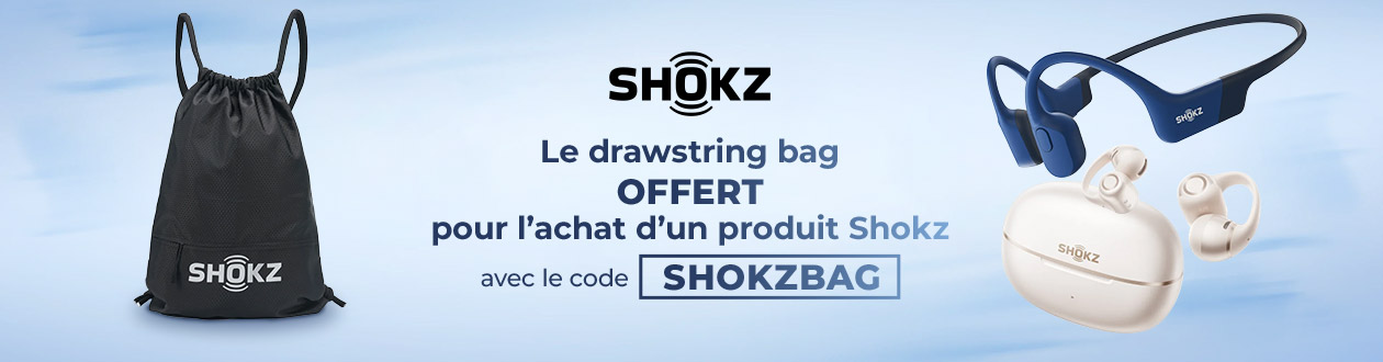 Un Drawstring Bag offert pour l'achat d'un produit Shokz
