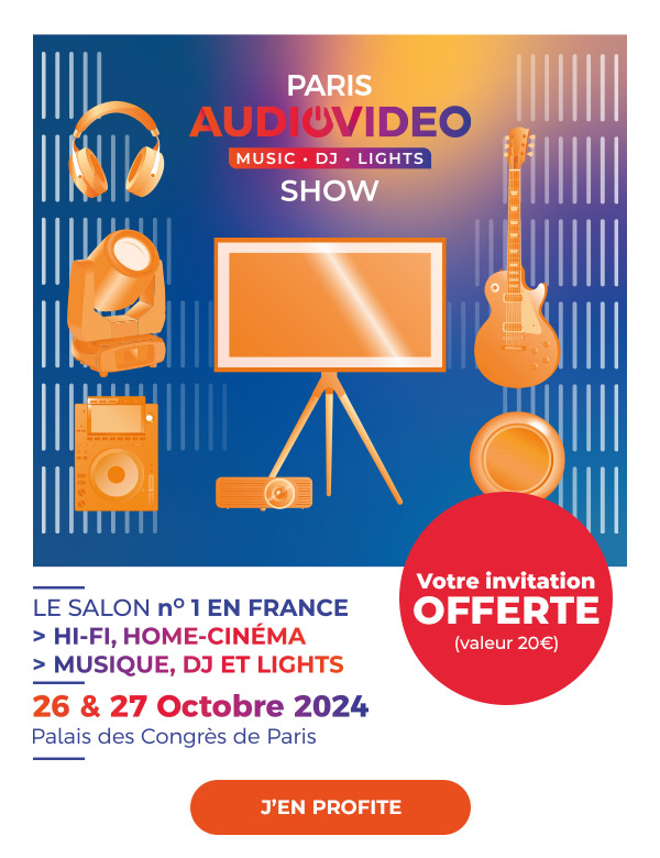 Paris Audio Vidéo Show. Le salon numéro 1 en France. Hi-fi, home-cinéma. Musique, DJ & lights. 26 & 27 octobre 2024. Palais des congrès de Paris. Votre invitation offerte (valeur 20€).  J'en profite