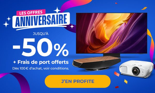Les offres anniversaire. Jusqu'à -50% + Frais de port offerts. Dès 100€ d'achat, voir conditions. J'en profite